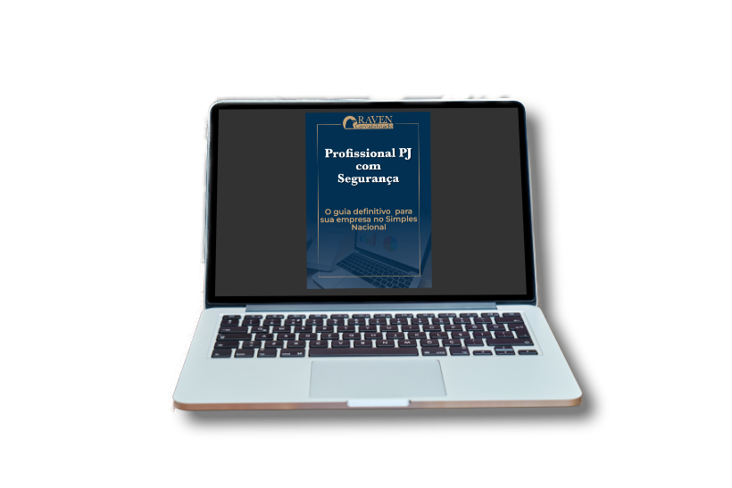 notebook com o ebook profissional pj simples nacional na tela